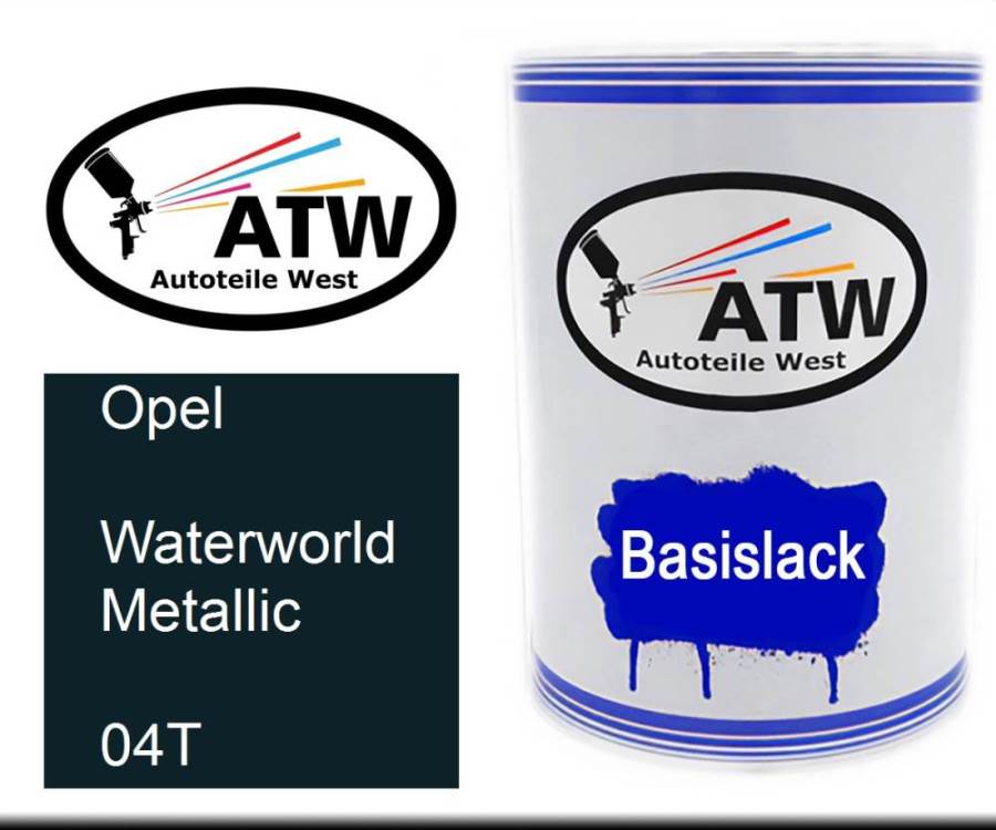 Opel, Waterworld Metallic, 04T: 500ml Lackdose, von ATW Autoteile West.